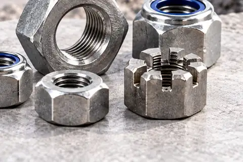 Tuercas hexagonales, autofrenantes con nylon y almenadas
